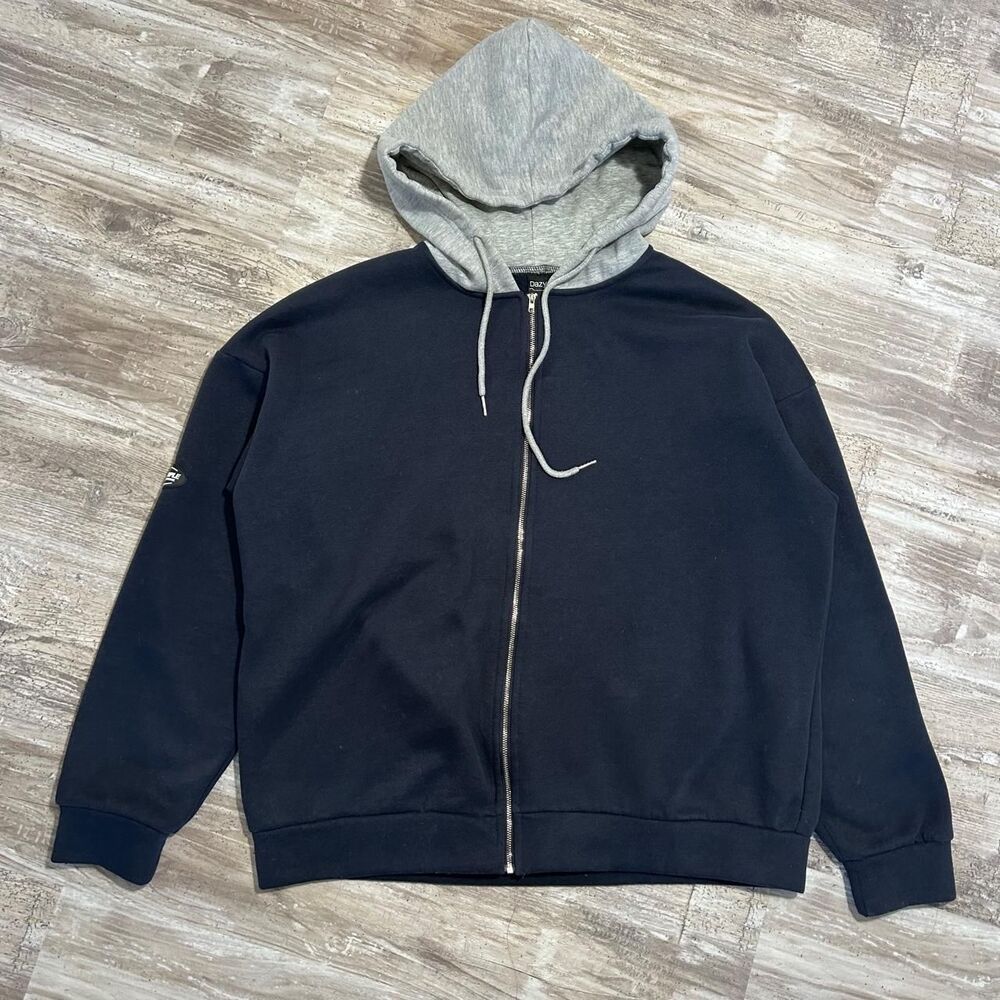Dazy Women’s baggy oversized navy + grey hoodie